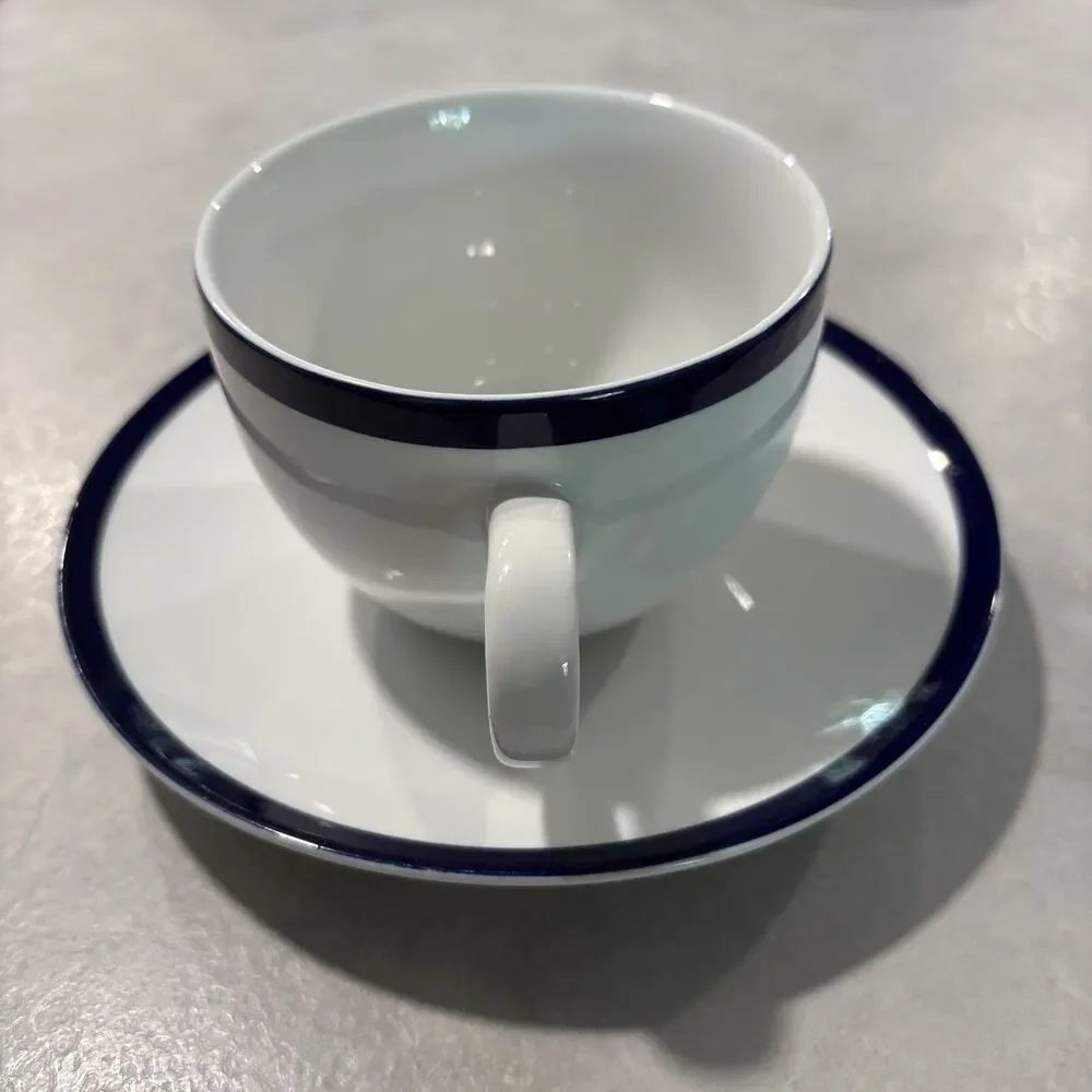 Williams-Sonoma Brasserie Blue Flat Cup Saucer Set Japan